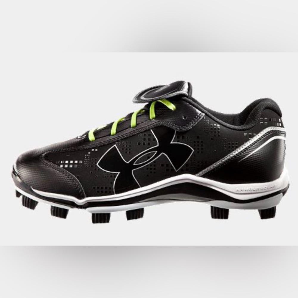 UNDER ARMOUR Girls Softball Cleats Women's NEW Glyde Shoe Black‎ Neon Yellow 7
